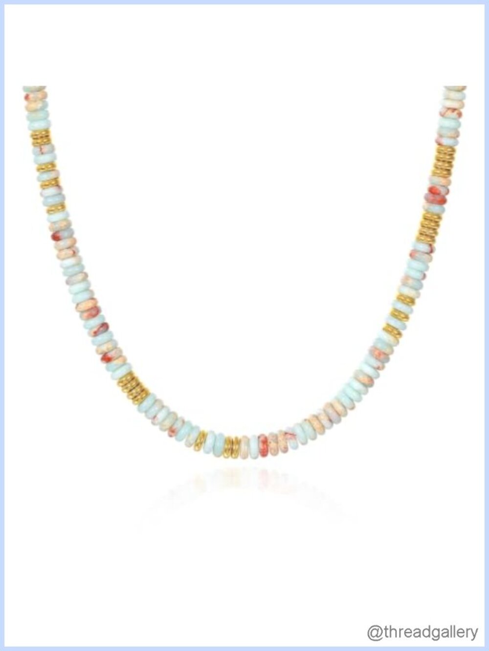 Handmade Natural Gemstone Beaded Choker Necklace with 14k Gold Beads